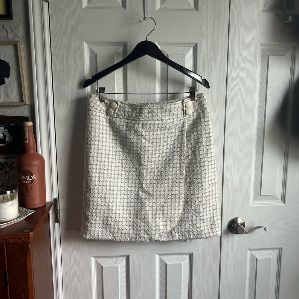 Classic tweed faux wrap mini skirt